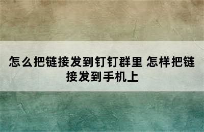 怎么把链接发到钉钉群里 怎样把链接发到手机上